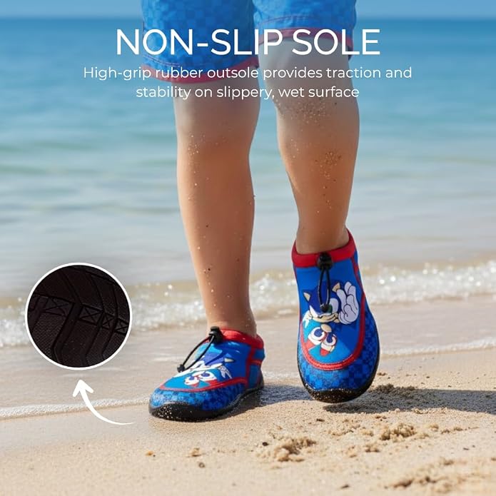 Josmo Sonic The Hedgehog Spiderman Stitch Water Shoes Summer Beach Slip On Quick Dry Pool Aqua Socks for Boys Size 13 Little Kid 1-4 Big Kid