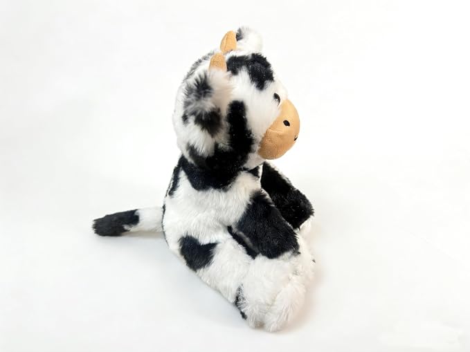 Cute Cow Plush Stuffed Animal Doll Toy 8 inch for Girls Boys One Peices (Each one has a Different Pattern) (sit Cow bd Black)