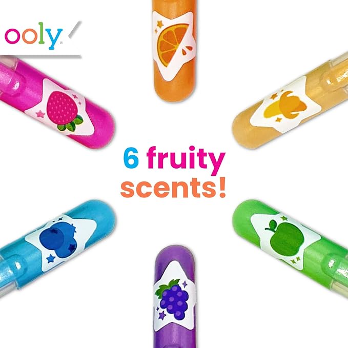 Ooly Yummy Yummy Scented Gel Pens Metallic Set of 6 - Fruity Scented Gel Ink Pens, Writes on Black Paper, 1.0mm Nib, Ages 3+