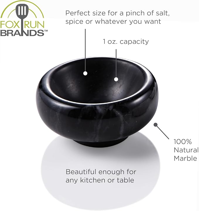 Fox Run Natural Black Marble Pinch Bowl, Small 1 oz Spice, Sauce, and Condiment Bowl