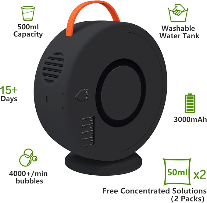 Bubble Machine for Kids Toddlers, 90° 360° Rotatable Automatic Bubble Blower 4000+ Bubbles/Min, Bubble Maker for 3 4 5 6 7 8 Year Old, Easter Christmas Birthday Outdoor Wedding Party Gifts