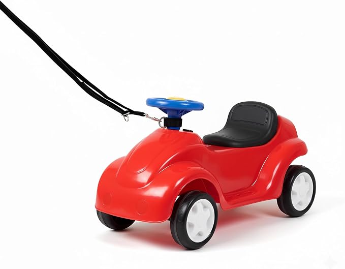 Ride On Toy Tow Rope with 2 Lengths (6ft & 3ft) - Heavy-Duty Black Canvas Pull Strap for Toddler Tricycles, Wiggle Cars, Scooters, Push Car - Alternative to Push Handle