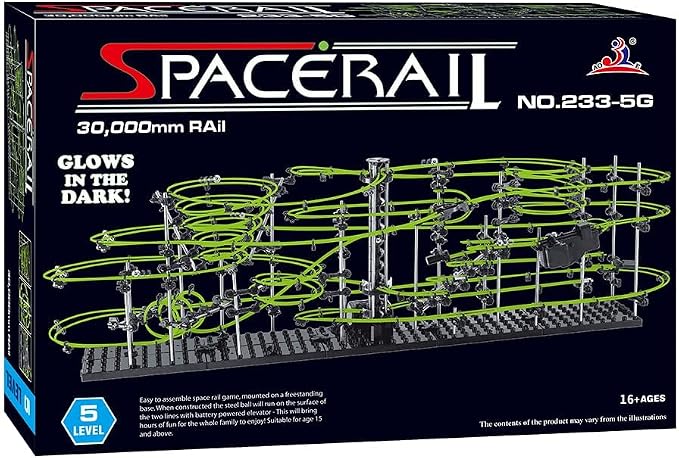 682pcs Level 3–8 Marble Roller Coaster Kit, 820+ PCS Glow-in-The-Dark Marble Run with Steel Balls – Luminous Rail Maze Building Toys, STEM Construction Set for Ages 14+ & Adults