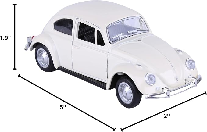 Berry President 1967 Classic Beetle Bug Vintage 1/32 Scale Diecast Metal Pull Back Car Model Toy for Gift/Kids (Beige)