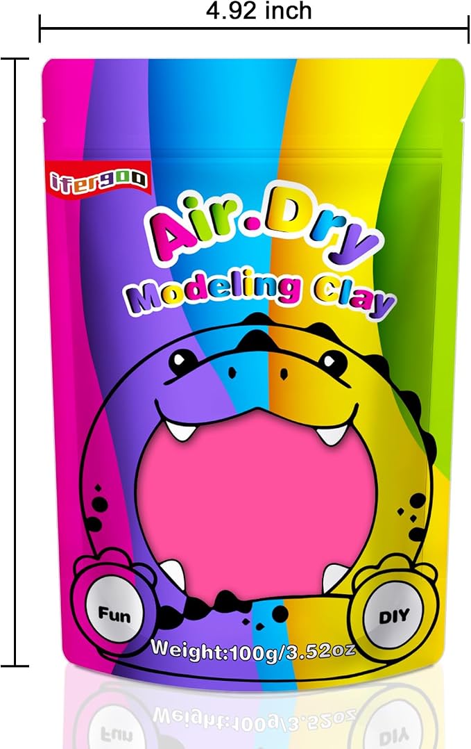 ifergoo Pink Air Dry Clay, DIY Creative Modeling Clay for Kids, Super Light Magic Foam Clay for Kids Age 3-12, Soft, No-Sticky & Non-Toxic, Molding Clay for School Art & Craft Project(Pink 100g/3.5oz)