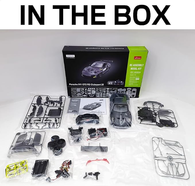 RASTAR Build Your Own RC Car Porsche 911 GT2 RS Clubsport 25 Kit, 99600 | Officially Licensed, Ideal Gift, 76PCs 1/18 RC Model Car Building Kit with Remote, DIY Decals, Openable Doors & Working Light