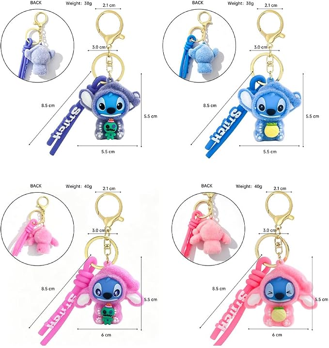 4Pcs Cute Cartoon Keychain Set, Collectible Anime Figure Keyring, Kawaii Pendant Accessory Fun Gift for Men Women