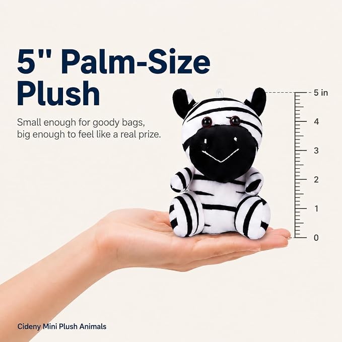 12 Pcs Small Stuffed Animals Bulk - 5 Inch Mini Plush Toys for Kids, Plush Keychain, Carnival Prizes, Claw Machine Prizes, Classroom Treasure Box, Pinata Stuffers, Baby Shower Decorations