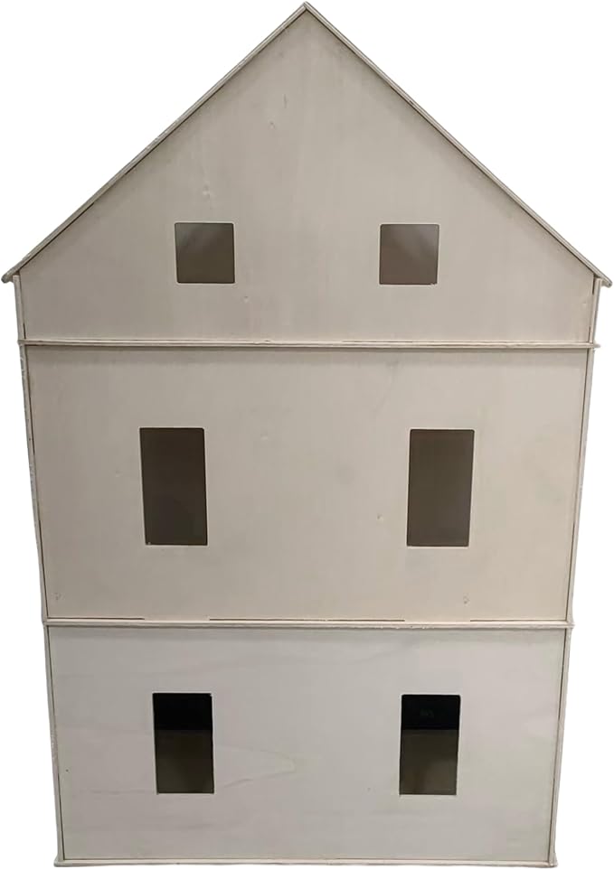 Make Market DIY Two-Story Dollhouse Kit, Unfinished Plywood Assembly Project, Natural, 36" Height, 22-Piece Set