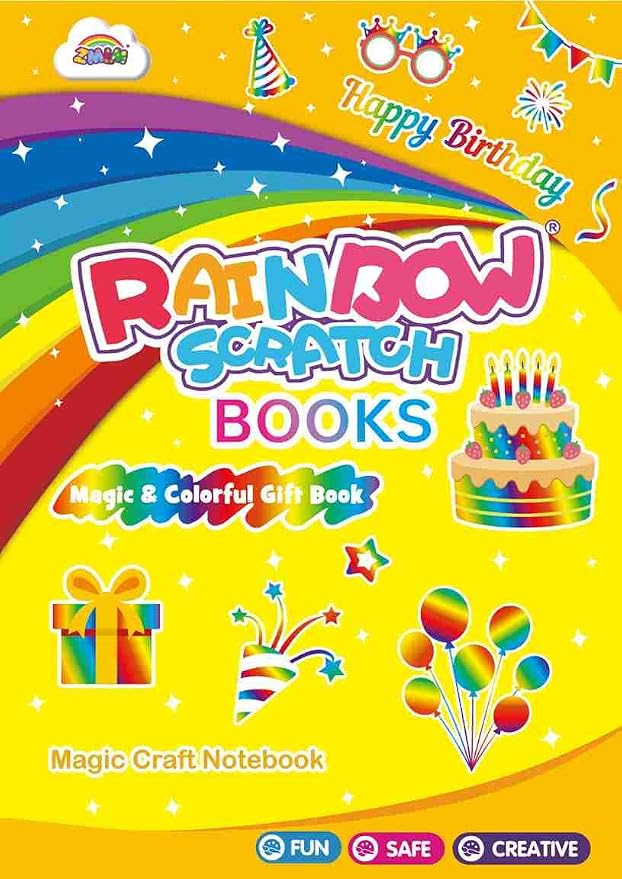 ZMLM Scratch Paper Art-Crafts Gift: 2 Pack Rainbow Notebooks Supplies Toys for 3 4 5 6 7 8 9 10 Years Old Girls and Boys Kids Easter Gifts Christmas Party Games Happy Birthday
