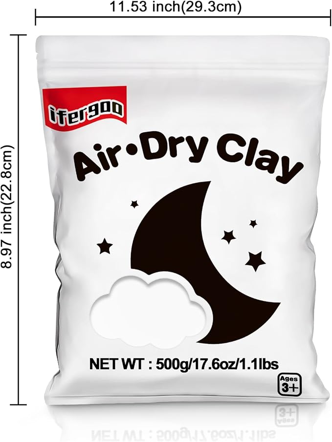iFergoo White Air Dry Clay, DIY Creative Modeling Clay for Kids, Super Light Magic Clay for Kids Age 3-12, Safe & Non-Toxic, Molding Sculpting