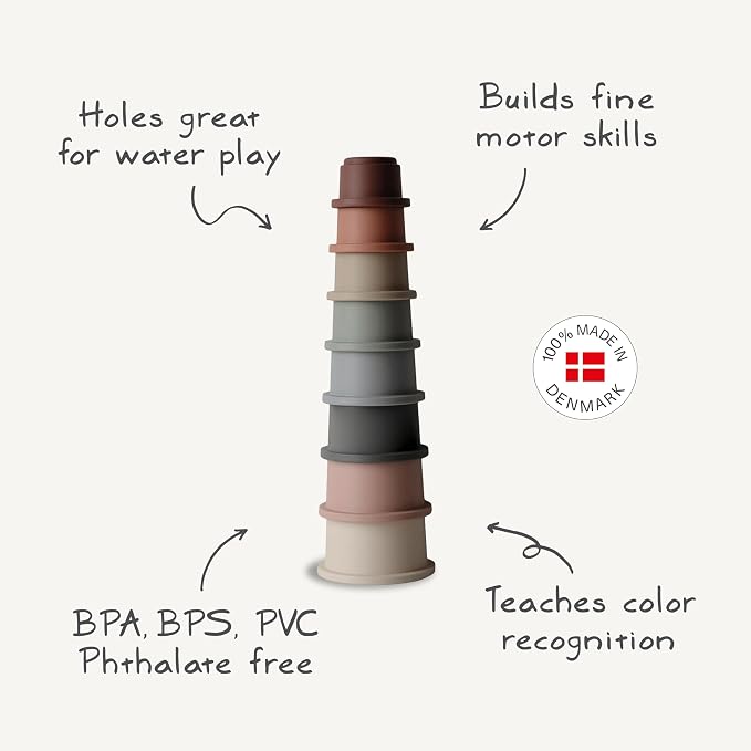 mushie Stacking Cups Toy 8pcs | Made in Denmark (Petal)