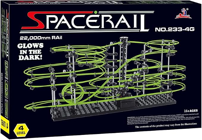 502pcs Level 3–8 Marble Roller Coaster Kit, 820+ PCS Glow-in-The-Dark Marble Run with Steel Balls – Luminous Rail Maze Building Toys, STEM Construction Set for Ages 14+ & Adults