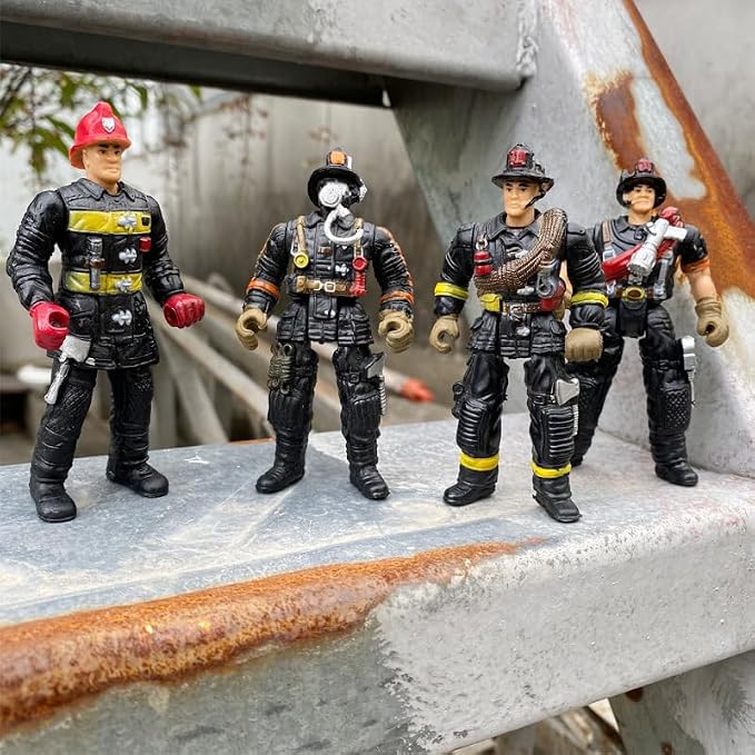 SCAHOW 8 Pieces Firefighter Action Figures, Frefighter Toys for Boys Girls Kids, Fireman Toy Figure & Playsets with Accessories, Great for Gift Party Decoration Christmas Stocking Stuffers