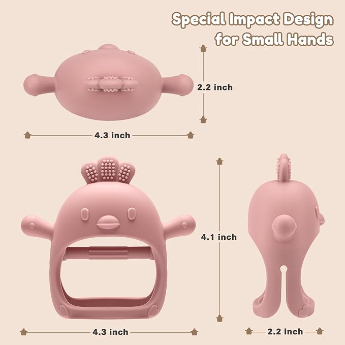 2 Pack Easter Baby Teething Toys for 0-6 6-12 Months, Never Drop Infant Teether Teething Mitten Toys for 3 6 9 12 Months, Newborn Easter Basket Stuffers Gifts for Baby Boys Girls