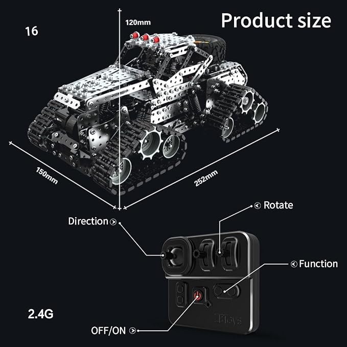 Building Sets Stem Assembly Metal 3-D Puzzle Off-Road Model Car Building Kit Construction Set Toys Assemble Remote Control Snowmobile 1929PCS/Included Motor