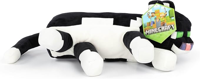 Jay Franco Minecraft Tuxedo Cat Plush Pillow Buddy - Super Soft Gamer Stuffed Animal - Polyester Microfiber, 18 Inches
