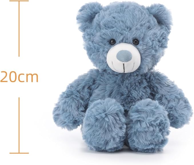 Apricot Lamb Navy Blue Flower Bear Stuffed Animals for Kids, Soft Cute Plush Toys for Baby Girl and Boy, 8 Inches