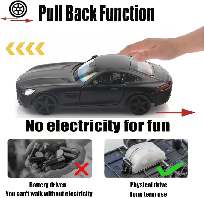 TOKAXI 1/36 Scale Mercedes Benz AMG GTS Diecast Cars Models,Pull Back Vehicles Toy Cars,Cars Gifts for Boys Girls (Black)