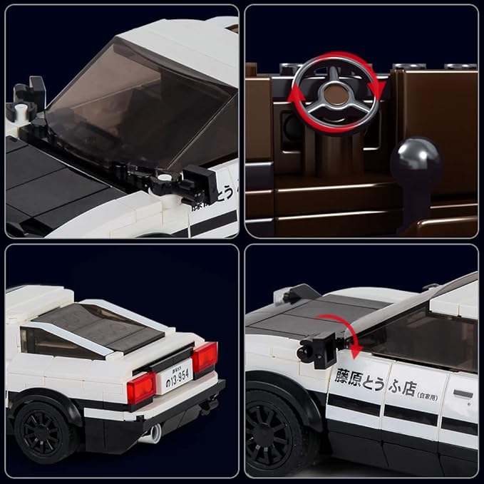 Mould King AE86 Initial D Toy Car Building Blocks Sets with Acrylic Display Case, Collectible Model 27013, Cool Simulation Cockpit Speed Racing Car for Fans and Kids 8+ (399 Pieces)
