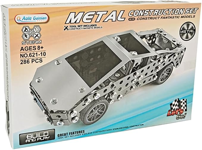 Metal Model Car Kit for Adults - DIY Stainless Steel Puzzle - 3D Mechanical Engineering Toy, Inspired Collectible, Stem Building Set for Kids, Teens & Men