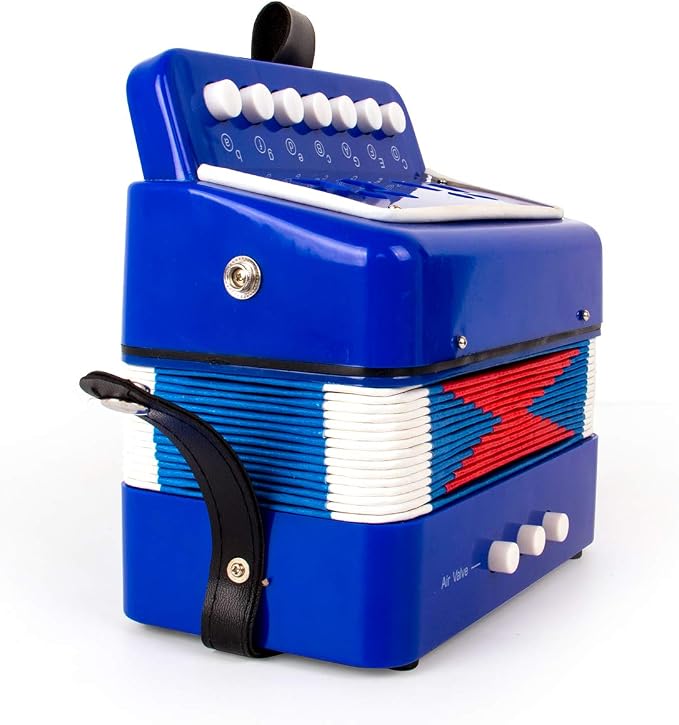 Horse Kids Accordion, 10 Keys Button Control Kid Accordions Musical Instruments for Child Children Toddlers Beginners Accordian Lightweight 7 key 3 Bass Mini Acordeón Toy Acordeones Para Miños Blue
