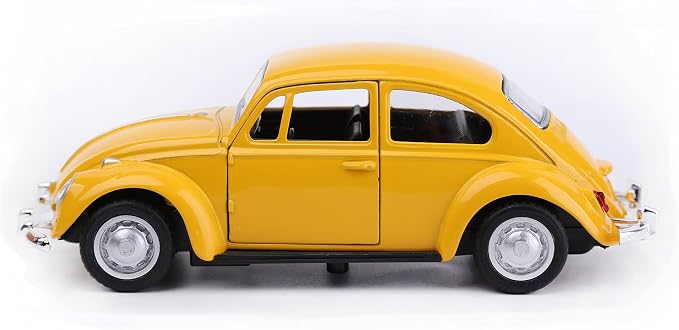 Berry President 1967 Classic Beetle Bug Vintage 1/32 Scale Diecast Metal Pull Back Car Model Toy for Gift/Kids (Yellow)
