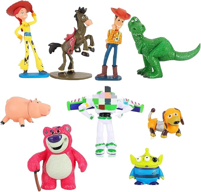 NLIEOPDA 9 Pack Anime Figurines,Woody,Buzz Anime Lightyear Toy,PVC Toys Figures Set
