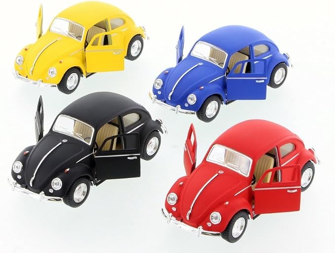 KiNSMART - 1967 Volkswagen Classic Beetle 5 Inch 1:32 Scale Die Cast Metal Model Toy (SetOf4 -Matted)