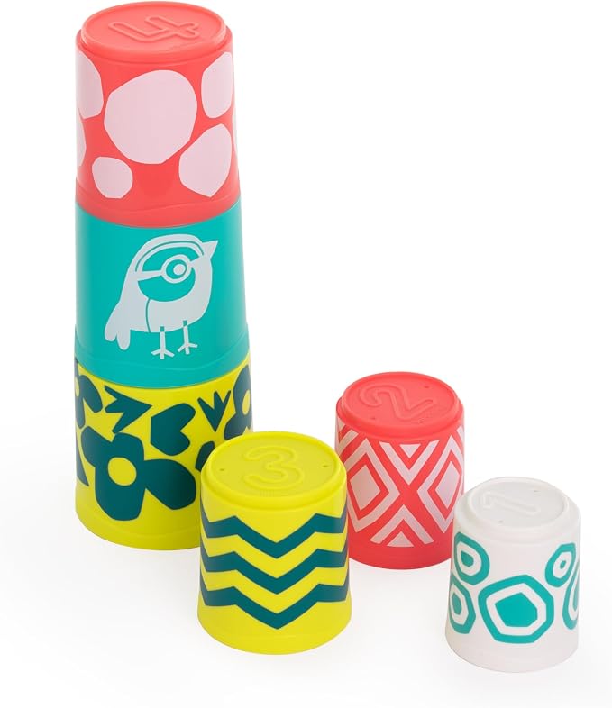 Miniland Feel to Learn Stacking Cups for Infant and Toddlers. 6 ECO Pieces for Visual and Hand-Eye Stimulation