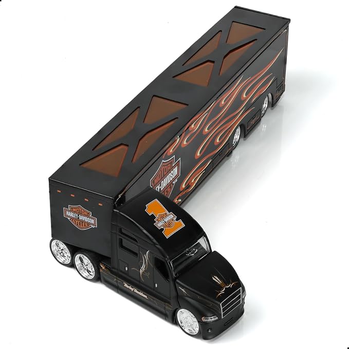 Semi Truck Toy with Trailer, 1/64 Scale Alloy Metal Diecast Heavy Semi Truck Trailer Head Toy Model, MAx Diecast Tow Traktor Gift for Boy Adult Model Car Collector -Black