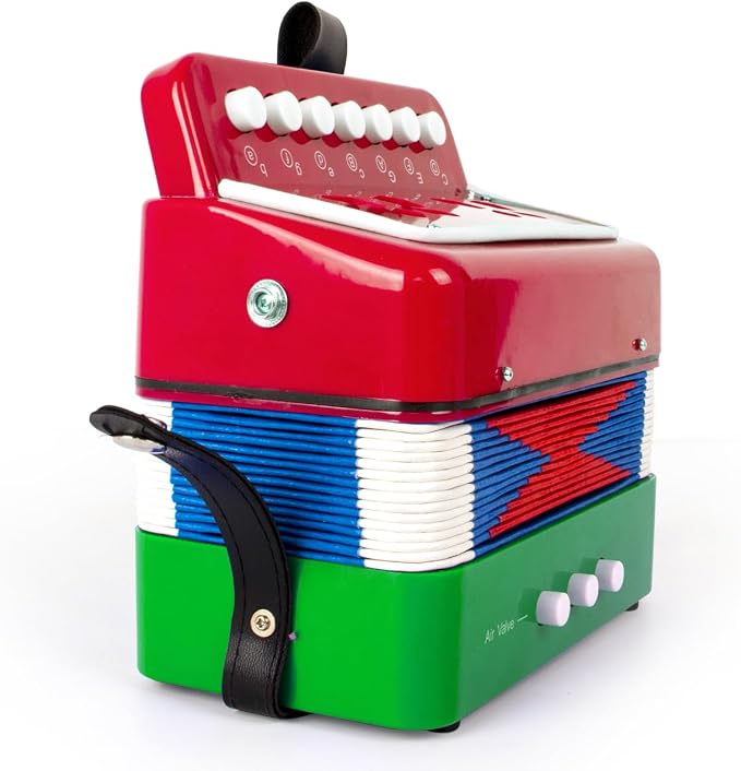 Button Accordion, Horse 10 Keys Control Kids Accordion Musical Instruments for Kids Children Beginners Lightweight and Environmentally-friendly (Mixer Color)