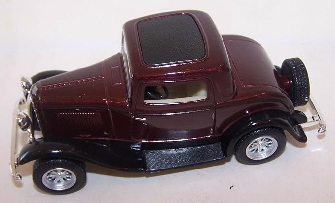 KiNSMART 1932 Ford 3-Window Coupe 1:34 Scale 5" Die Cast Metal Model Toy Classic Car (Maroon)