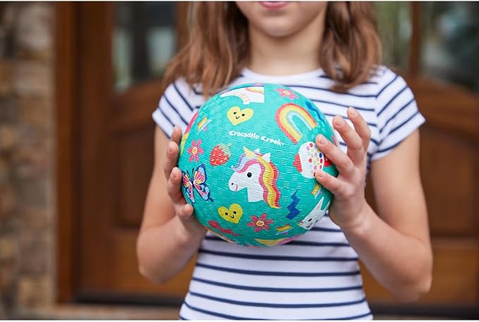 Crocodile Creek Playground Ball - Durable Rubber Ball for Kids Ages 3 and Up - Bouncy Inflatable Ball for Kickball, Indoor Games, and Outdoor Sports - PVC-Free