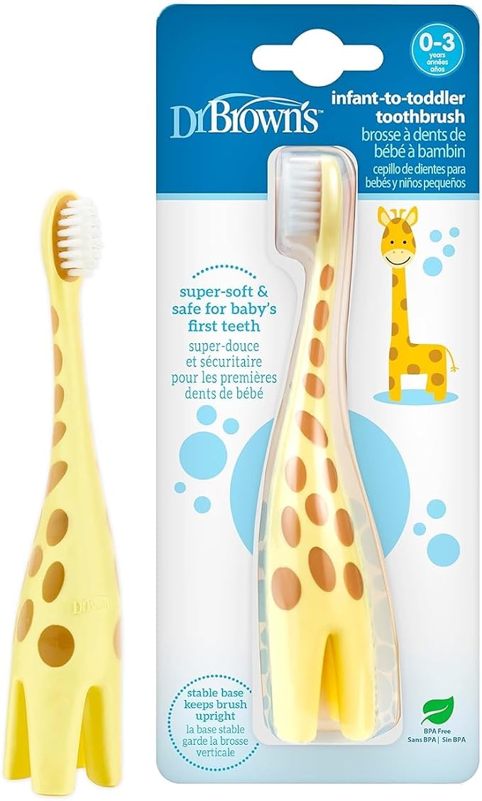 Dr. Brown's Infant-to-Toddler Toothbrush, Giraffe & Strawberry Toothpaste Set
