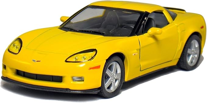 KiNSMART 2007 Corvette Z06 5inch 1:36 Scale 5 Inch Die Cast Metal Model American Muscle Toy Car. Pullback Action Yellow