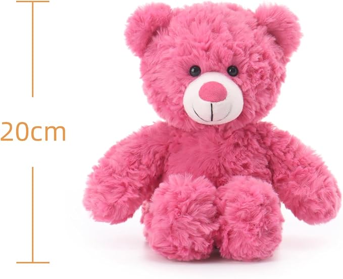 Apricot Lamb Rose Pink Flower Bear Stuffed Animals for Kids, Soft Cute Plush Toys for Baby Girl and Boy, 8 Inches