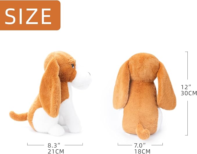 WEIGEDU Beagle Stuffed Animal Plush Toy, 12 inch | Cute Sitting Puppy Dog with Long Floppy Ears, Soft Hound Gift for Kids Boys Girls