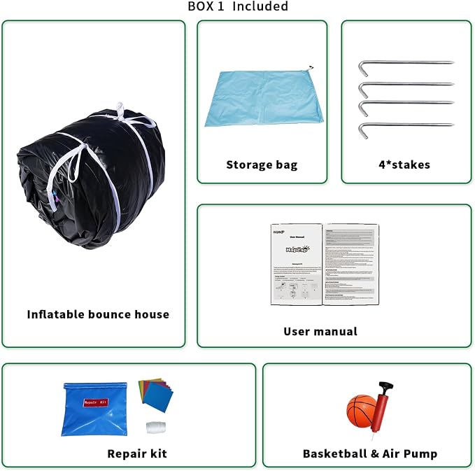Semi Commercial Bounce House for Kids,Built-in Slide,for Outdoor Party (Building Block Ver1 Without Blower)