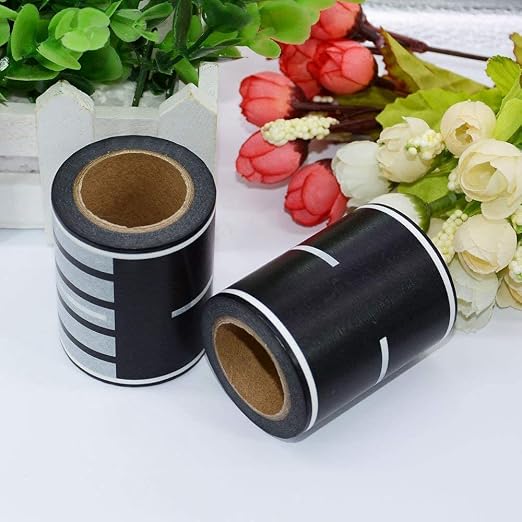 RECER Black Track Tape,Toy Car Tape Track for Kids,Race Cars Decorations for Kids Birthday Party (2 Rolls, 2.4" x 33')