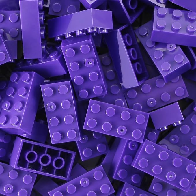 100pcs 2x4 Bricks Dark Purple Pieces Parts Classic Building kit Creative Play Set Basic Blocks Toy Accessories Compatible with 3001 Major Brands
