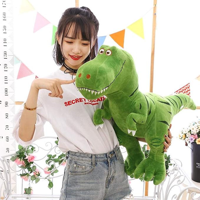 Stuffed Dinosaur Animal Plush Toy 14 Inches Green T-Rex Tyrannosaurus Animal Stuffed Plushies Super Soft Cute Cuddly Pillow Cushion Rex Stuff Dolls Gifts for Children Kids Boys Girls, 14Inches