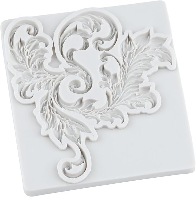 Baroque Style Curlicues Scroll Emboss Polymer Clay Molds Baroque Scroll Lace Silicone Mold for DIY Crafts Resin Casting Mold DIY Craft Air Dry Polymer Clay Tools Jewelry Making