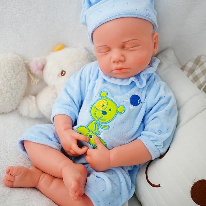 Boy 18.5 Inch, Full Silicone Baby Doll, Reborn Baby Dolls Silicone Full Body, Realistic Baby Dolls, Newborn, Not Vinyl, with Gift Box