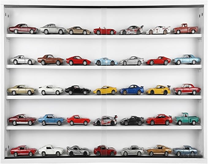 Large Car Display Case, PKHROR Oversized Diecast Car Display Frame with UV Protection, Wall Mount for Toy Cars and Collectible Models, White