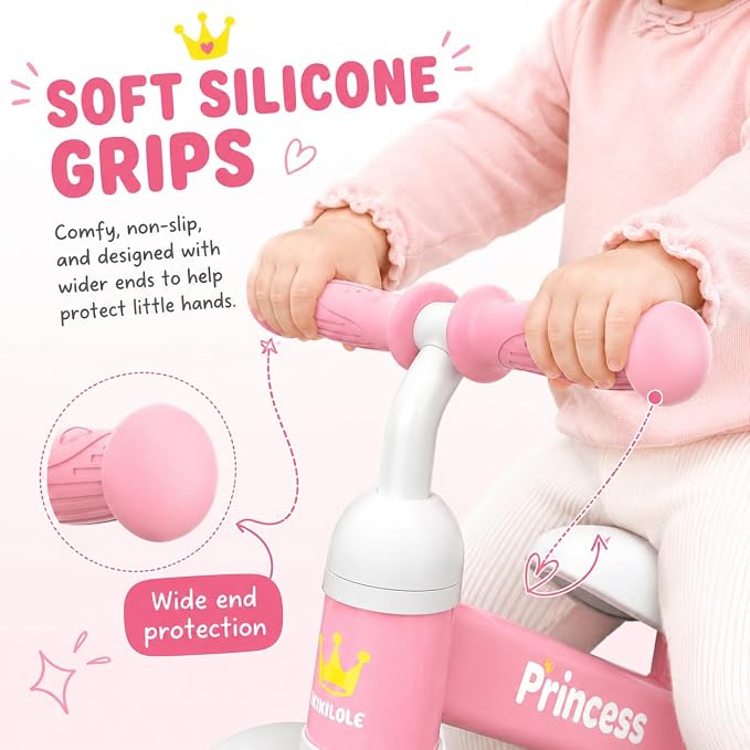 BEKILOLE 1 Year Old Girl Gifts Baby Balance Bike 1st Birthday Girl Gift with LED Light Up Wheels for 12-24 Months Toddlers - ASTM Certified 2-Minute Assembly Pink First Ride On Training Toy