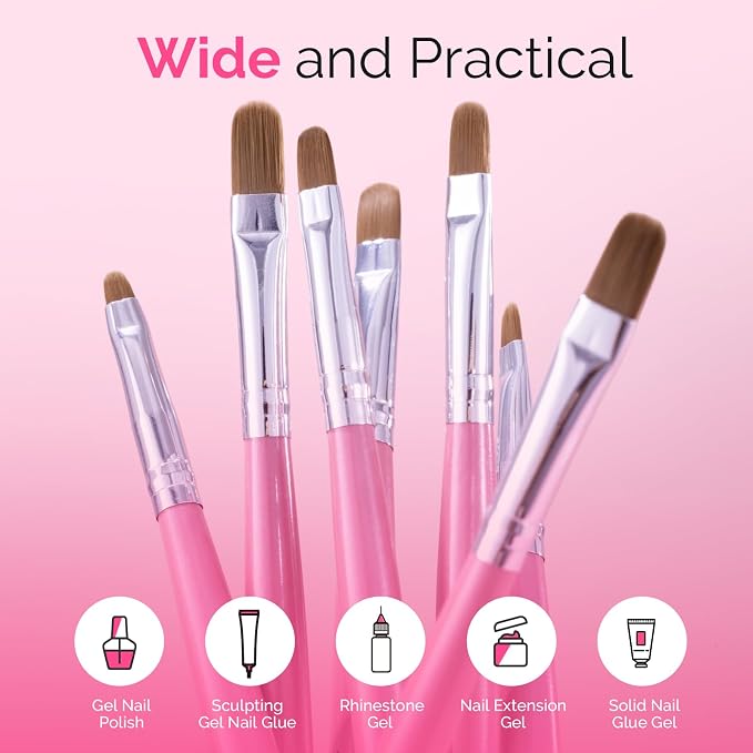 MelodySusie Gel Nail Brush 7Pcs Nail Art Brushes Nail Art Tips Nail Brushes for Nail Art Nail Painting Brush Pen Set for Home and Salon Use