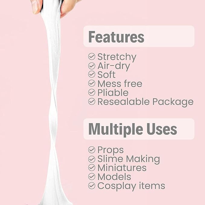 BOHS White Foam Clay - Squishy,Soft, Air Dry -for School Project,Cosplay,Fake Bake, Slime Supplies-100 Grams