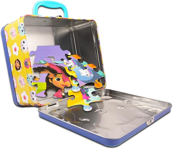 DreamWorks Gabby’s Dollhouse Lunch Box - Bundle with Tin Lunch Box, 24 Piece Puzzle, Stickers, More | Gabby’s Dollhouse School Supplies for Kids