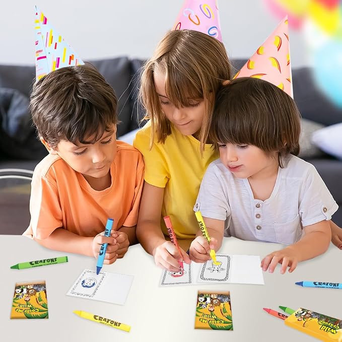 ArtCreativity 12 Pack Zoo Animal Mini Coloring Books for Kids with 12 Crayon Packs – Jungle Safari Party Favors, Wild One Birthday goodie bags stuffers, Classroom Prizes, Activity Set for Toddlers